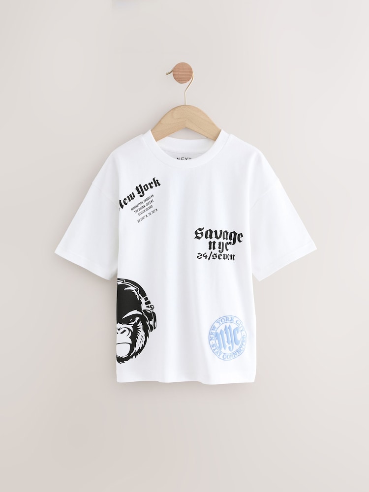 Black/White/Yellow Gorilla Relaxed Fit Graphic Print Short Sleeve 100% Cotton T-Shirts 3 Pack (3-16yrs) - Image 5 of 7
