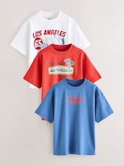 Red/Blue/White Truck Relaxed Fit Graphic Print Short Sleeve 100% Cotton T-Shirts 3 Pack (3-16yrs) - Image 1 of 3