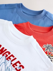 Red/Blue/White Truck Relaxed Fit Graphic Print Short Sleeve 100% Cotton T-Shirts 3 Pack (3-16yrs) - Image 2 of 3