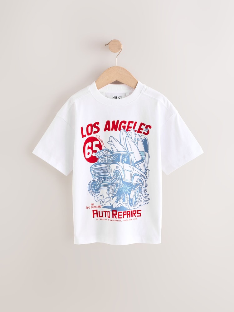 Red/Blue/White Truck Relaxed Fit Graphic Print Short Sleeve T-Shirts 3 Pack (3-16yrs) - Image 2 of 7 Red/Blue/White Truck Relaxed Fit Graphic Print Short Sleeve T-Shirts 3 Pack (3-16yrs) - Image 2 of 7