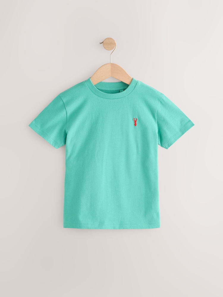 Red/Blue/Yellow/Charcoal Short Sleeve Stag Embroidered T-Shirts 4 Pack (3-16yrs) - Image 3 of 9