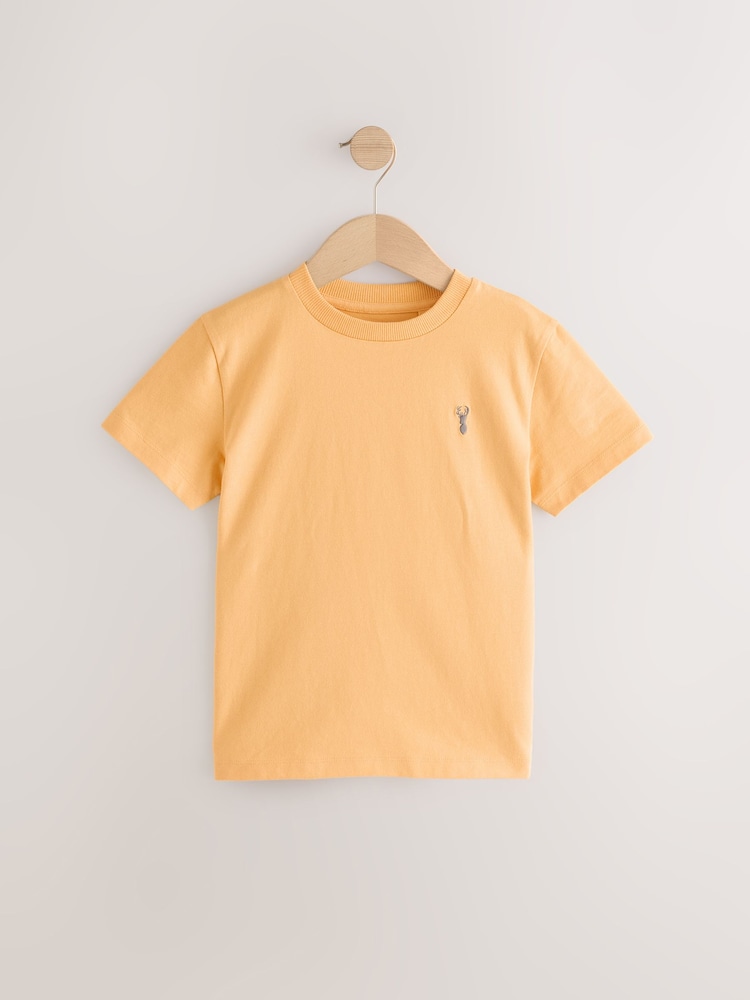 Red/Blue/Yellow/Charcoal Short Sleeve Stag Embroidered T-Shirts 4 Pack (3-16yrs) - Image 4 of 9