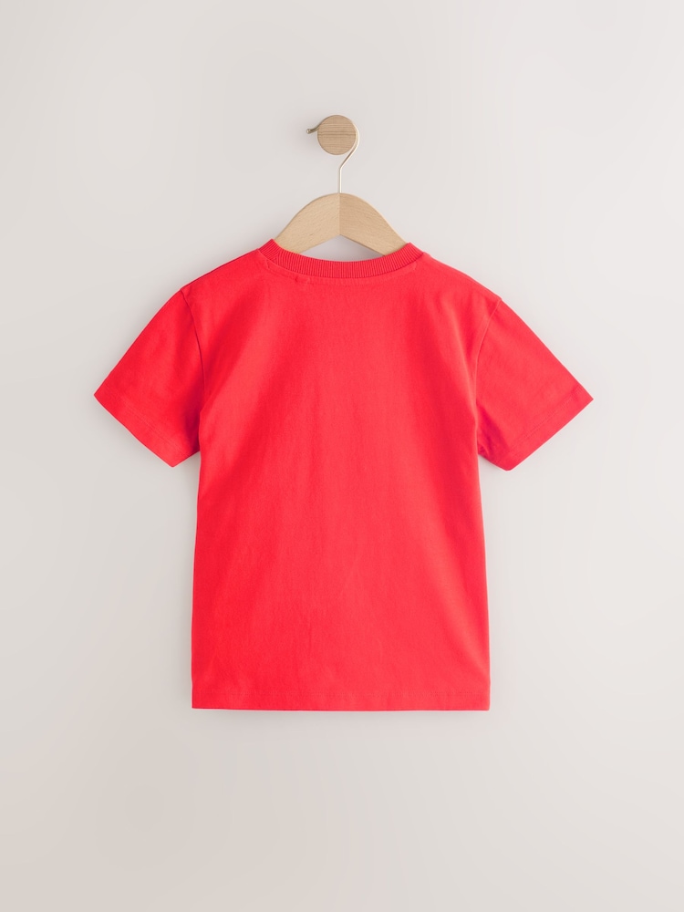 Red/Blue/Yellow/Charcoal Short Sleeve Stag Embroidered T-Shirts 4 Pack (3-16yrs) - Image 6 of 9