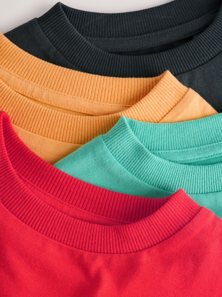Red/Blue/Yellow/Charcoal Short Sleeve Stag Embroidered T-Shirts 4 Pack (3-16yrs) - Image 8 of 9