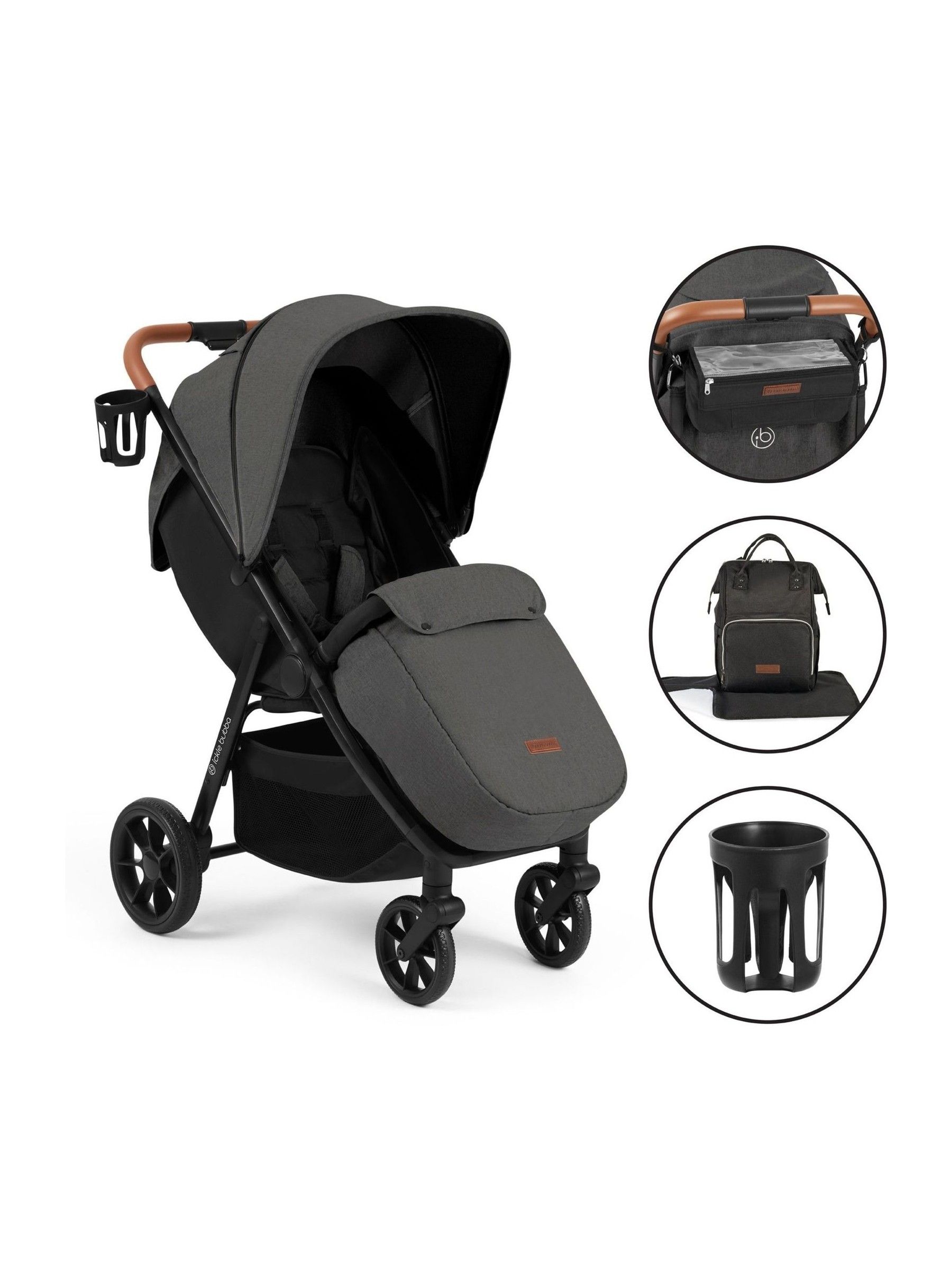 Ickle Bubba France Poussette Stomp Stride Prime - Gris Graphite - Image 2