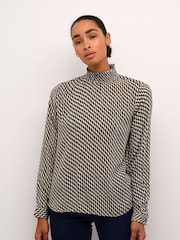 Kaffe KAamber High Smock Neck Print Blouse - Image 1 of 6