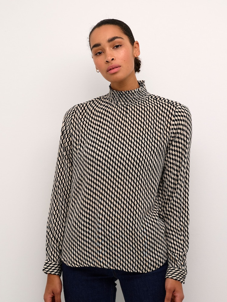Kaffe KAamber High Smock Neck Print Blouse - Image 1 of 6