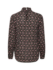 Kaffe KAamber High Smock Neck Print Black Blouse - Image 6 of 6