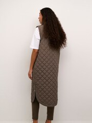 Kaffe Kaseverina Knee Length Quilted Brown Gilet - Image 3 of 5