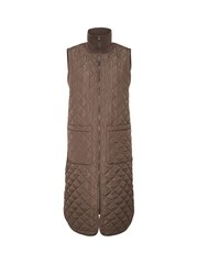Kaffe Kaseverina Knee Length Quilted Brown Gilet - Image 4 of 5