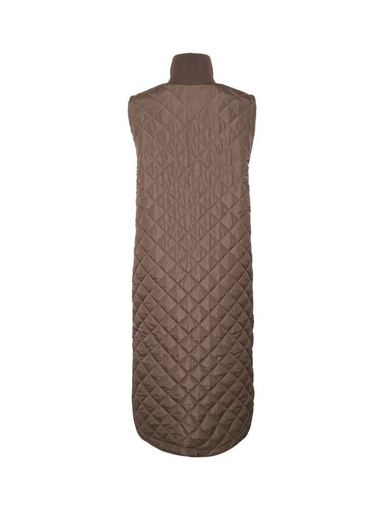 Kaffe Kaseverina Knee Length Quilted Brown Gilet - Image 5 of 5