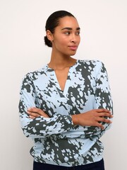 Kaffe KAditte V-Notch Neck Elastic Hem Blouse - Image 1 of 6
