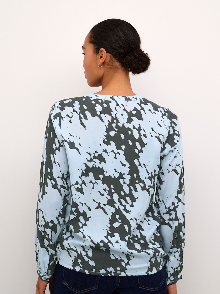 Kaffe KAditte V-Notch Neck Elastic Hem Blouse - Image 2 of 6