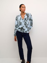 Kaffe KAditte V-Notch Neck Elastic Hem Blouse - Image 3 of 6