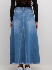 Kaffe A-Line Fit Blue Kahera Denim Maxi 100% Cotton Skirt - Image 3 of 6