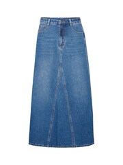 Kaffe A-Line Fit Blue Kahera Denim Maxi 100% Cotton Skirt - Image 5 of 6