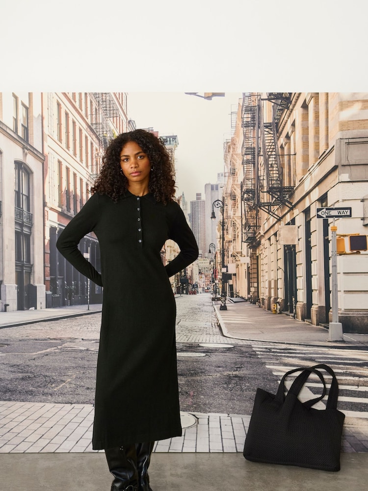 Kaffe Hectra Long Sleeve Collar Knit 100% Cotton Dress - Image 1 of 6