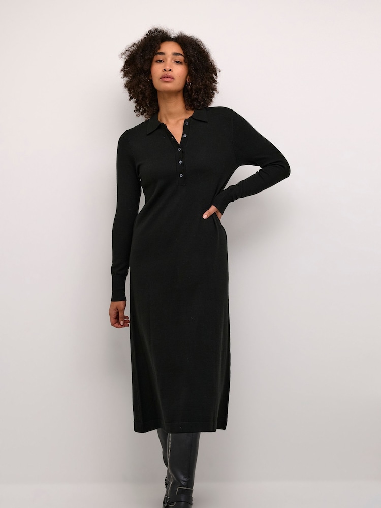 Kaffe Hectra Long Sleeve Collar Knit 100% Cotton Dress - Image 2 of 6