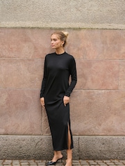 Kaffe Karobin Jersey Long Sleeve Black Maxi Dress - Image 1 of 6