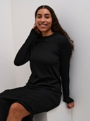 Kaffe Karobin Jersey Long Sleeve Black Maxi Dress - Image 4 of 6