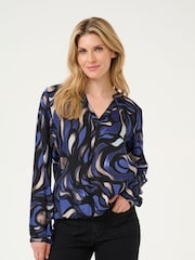 Kaffe KAditte V-Notch Neck Elastic Hem Blouse - Image 1 of 6