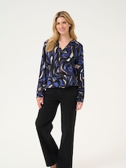 Kaffe KAditte V-Notch Neck Elastic Hem Blouse - Image 2 of 6
