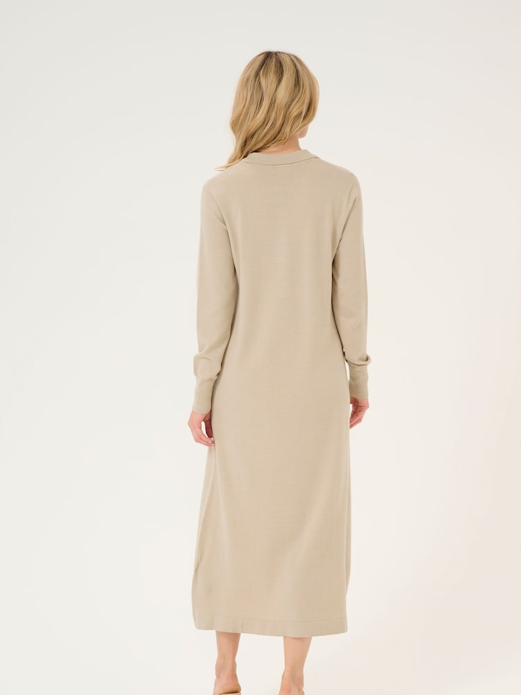 Kaffe Hectra Long Sleeve Collar Knit 100% Cotton Dress - Image 2 of 5