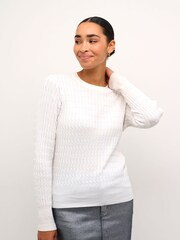 Kaffe Regular Fit Kasilla Cable Knit Jumper - Image 1 of 6