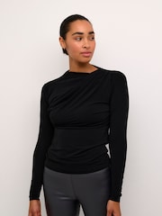 Kaffe KAaida Jersey Long Sleeve Draped Kaffe Blouse - Image 1 of 6