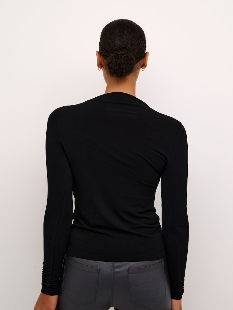 Kaffe KAaida Jersey Long Sleeve Draped Kaffe Blouse - Image 2 of 6