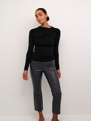 Kaffe KAaida Jersey Long Sleeve Draped Kaffe Blouse - Image 3 of 6