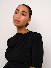 Kaffe KAaida Jersey Long Sleeve Draped Kaffe Blouse - Image 4 of 6