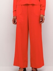 Kaffe Red KAlogan Wide Leg Elastic Waist Trousers - Image 2 of 6