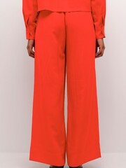 Kaffe Red KAlogan Wide Leg Elastic Waist Trousers - Image 3 of 6