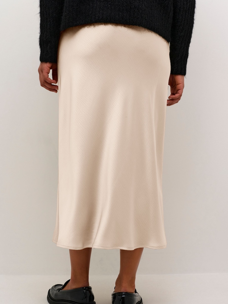 Kaffe Lotte Satin Elastic Waist Maxi Skirt - Image 2 of 6