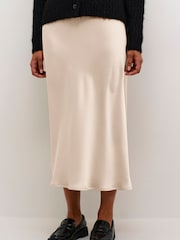 Kaffe Lotte Satin Elastic Waist Maxi Skirt - Image 3 of 6