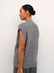 Kaffe Grey KAnellia Button V-neck Knit Cardigan - Image 3 of 6