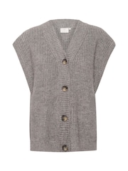 Kaffe Grey KAnellia Button V-neck Knit Cardigan - Image 5 of 6