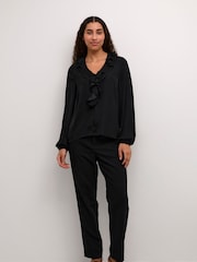 Kaffe KAcassie Ruffles V-Neck Black Blouse - Image 1 of 6