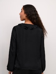 Kaffe KAcassie Ruffles V-Neck Black Blouse - Image 3 of 6