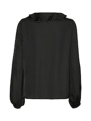 Kaffe KAcassie Ruffles V-Neck Black Blouse - Image 6 of 6