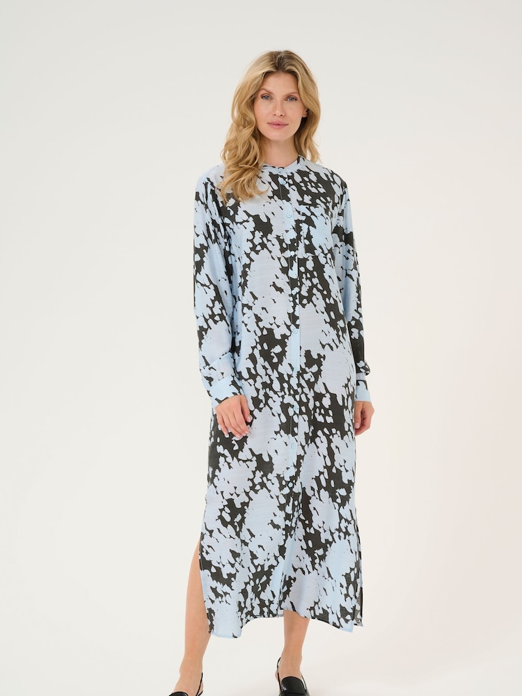 Kaffe Kalouise Round Neck Maxi Shirt Black Dress - Image 1 of 5