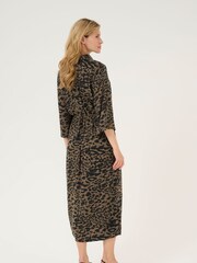 Kaffe Kaforrest Leopard Print 3/4 Sleeve Maxi Shirt Dress - Image 2 of 5