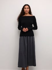 Kaffe Slim Fit Kaellie Off Shoulder Black Jumper - Image 3 of 6