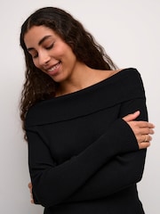 Kaffe Slim Fit Kaellie Off Shoulder Black Jumper - Image 4 of 6