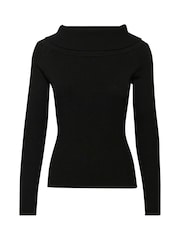 Kaffe Slim Fit Kaellie Off Shoulder Black Jumper - Image 5 of 6