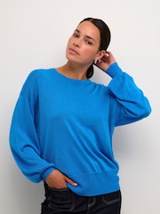 Kaffe KAankra Shimmer Knit Round Neck Pullover Jumper - Image 1 of 6