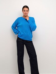 Kaffe KAankra Shimmer Knit Round Neck Pullover Jumper - Image 3 of 6