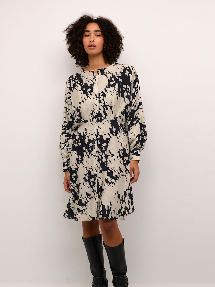 Kaffe Kalouise Knee Length Long Sleeve Black Dress - Image 2 of 6