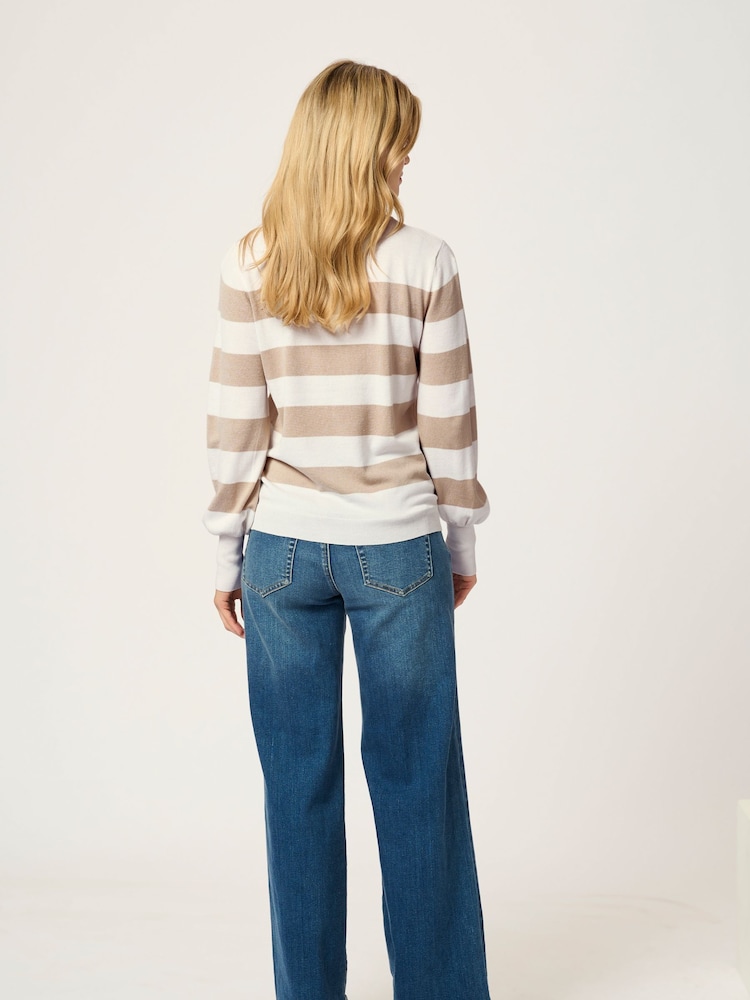 Kaffe Kalizza Striped Crew Neck Jumper - Image 1 of 6